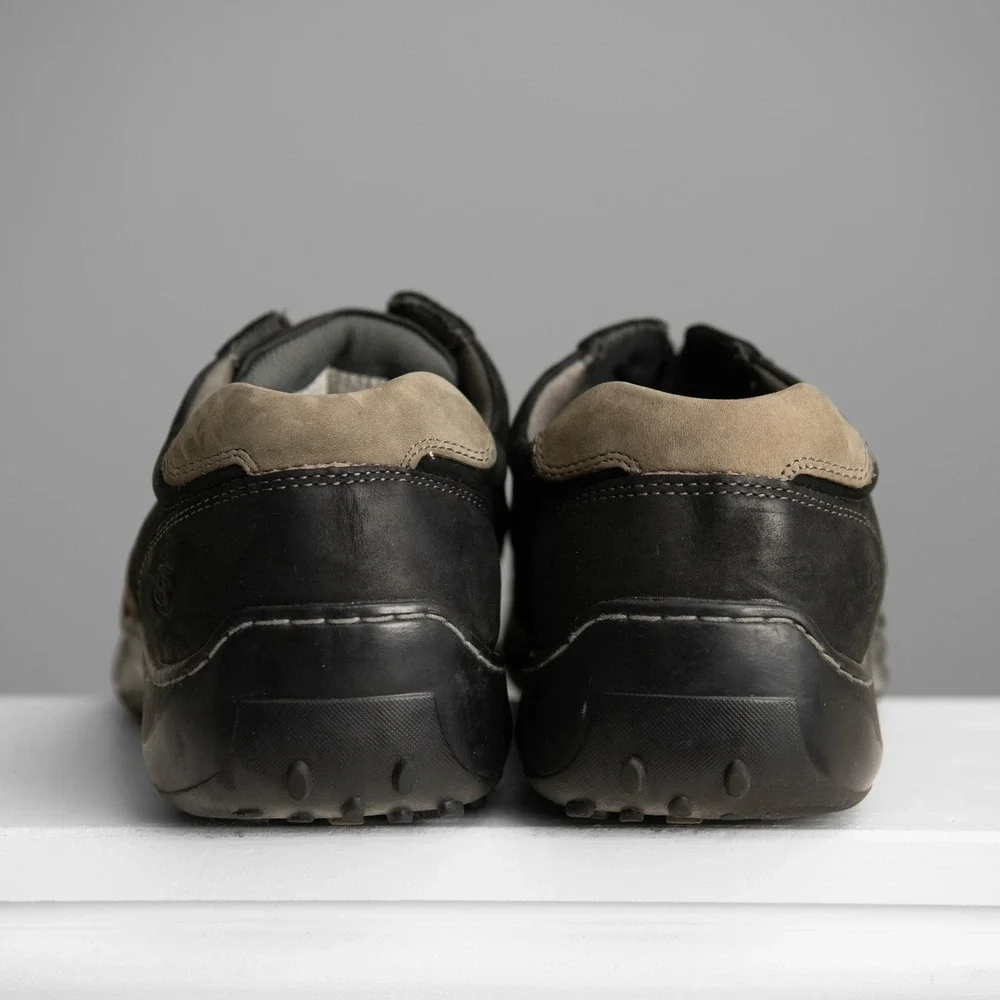VTG Skechers Y2K Mens 12 Black Leather Oxford Sneakers Square Toe GorpCore Retro
